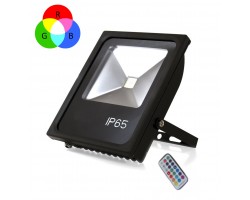 Foco LED exterior SLIM 10W IP65 RGB + mando IR